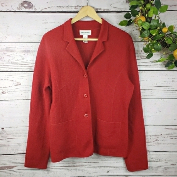 RENA ROWAN 100% Wool Cardigan Red Size M - Picture 7 of 7